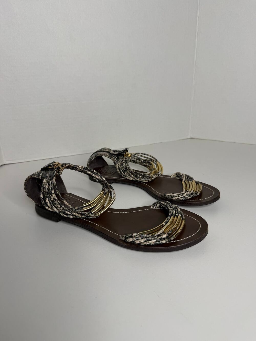 Tory Burch Snakeskin Gladiator Sandals Size 8 Womens